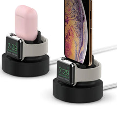 New Upgraded 2-in-1 Silicone Stand for Apple Watch iphone for Airpods Charging Base for iwatch Night Dock for IPhone14 15Pro Max