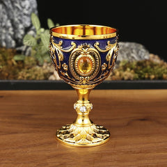 1Pc Timeless Embossed Metal Chalice Goblet Vintage Wine Champagne Liqueur Cup Perfect For Bars Restaurants Home Decor.