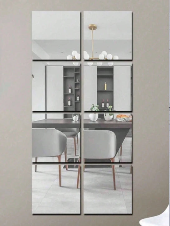6 acrylic mirror stickers, bedroom home full-length mirrors, self-adhesive soft mirrors, durable and not easy to break