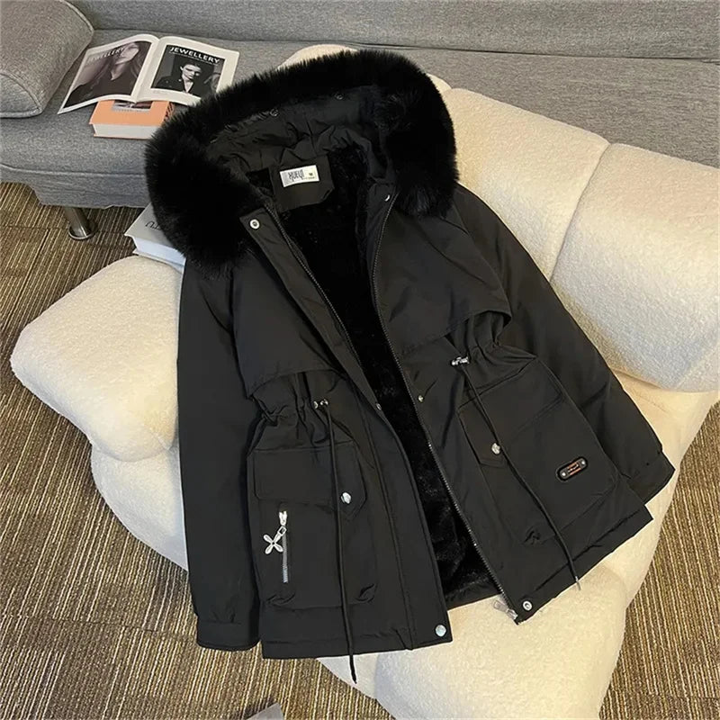 Korean Style Women’s Hooded Winter Parka – Thick Warm Coat