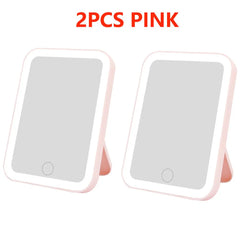 3 Colors LED Vanity Mirror with Touch Screen USB Rechargeable Dimming Makeup Mirror 3 Brightness Portable