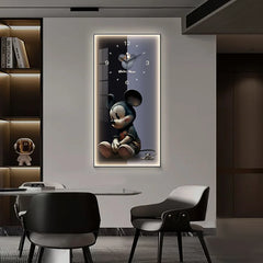 Fashionable Home Wall Decoration Cartoon Mickey Hanging Painting Creative Large Digital Clock LED Luminous Painting Wall Clock