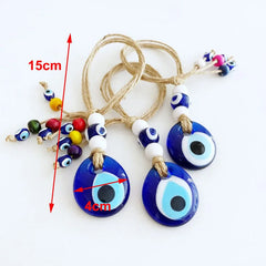 Lucky Eye Glass Blue Turkish Evil Eye Pendant Wall Hanging Multi Color Bead Handmade Decoration for Home Living Room Car