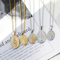 1Pc Stainless Steel Our Lady Virgin Mary Pendant Medalla Milagrosa Charms  Silver Color Religious Jewelry Accessories