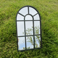 1Pcs Arched Window Wall Mirror Wood Acrylic Minimalism Windowpane Arch Mirror for Bathroom Entryway Vanity Bedroom Home Decor