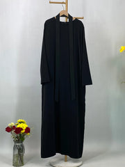 Hot Selle Muslim Woman Abaya With Pockets Islamic Casual And Simple Long Dresses Moroccan Caftan Woman Dubai Abaya Ramadan Black