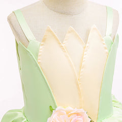 Tiana Cosplay Costume for Girls Fancy Princess Cosplay The Frog Dress Carnival Birthday Party Kids Frock Ball Gowns Clothes