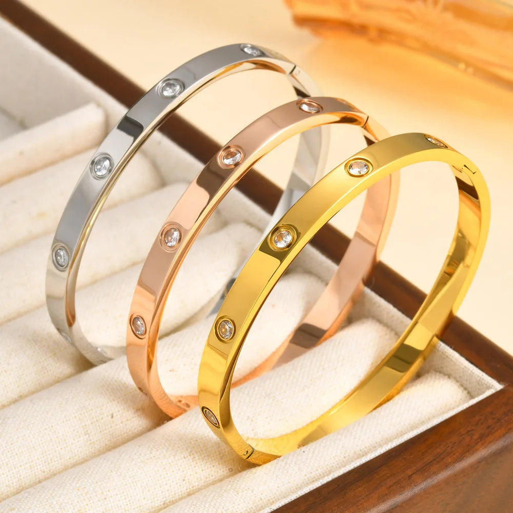 Vnox Gold Plated Love Cuff Bangle – Stainless Steel Bracelet