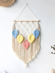 Multicolor Leaves Tapestry Boho Hand Woven Macrame With Wooden Beads Crafts Wall Hanging Nordic Home Decoration Mother Day Gift