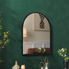 【Breeins】Arched Wall Mirror in Black Aluminum Alloy Frame Bathroom Decoration Home Decor Mirror Art
