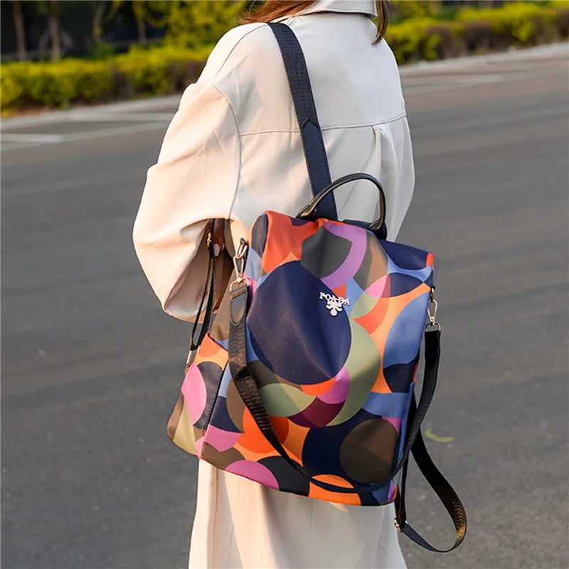 Women's Colorful Anti-Theft Backpack Casual Waterproof Oxford Daily Travel Backpacks for Women Multifunctional Preppy School Bag