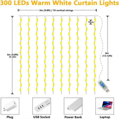 Curtain Garland Led String Lights Festival Christmas Decoration 8 Mode Usb Holiday Light For Bedroom Home Outdoor