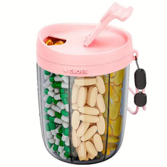 6 Grids Large Pill Cup Bottle Organizer Supplement Organizer for Holding 6 Various Vitamins Travel Pill Case Box Straw Container