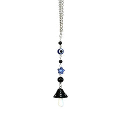 1Pcs Mushroom Car Hanging Ornament with Evil Eye Charms Black Red Mushroom Evil Eye Car Mirror Hanging Accessories