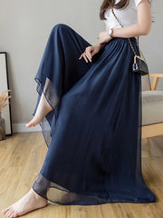 Women’s High-Waist Chiffon Wide-Leg Pants – Spring/Summer Plus Size