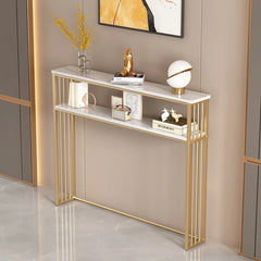 Luxury Gold Narrow Floor Standing Entryway Shelf Multi-Purpose Sofa Back Console Table Storage Organizer for Living Room Furniture