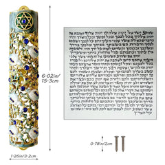 Hand Painted Door Mezuzah Ornament with Screw Zinc Alloy Jewish Mezuzah Case Cover Delicate Embellished Door Wall Hanukkah Decor