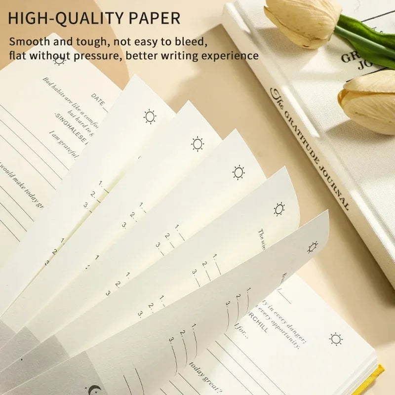 A5 Cloth Notebook Gratitude Book English Self Care Diary Daily Planner for Positive Mindfulness Practice