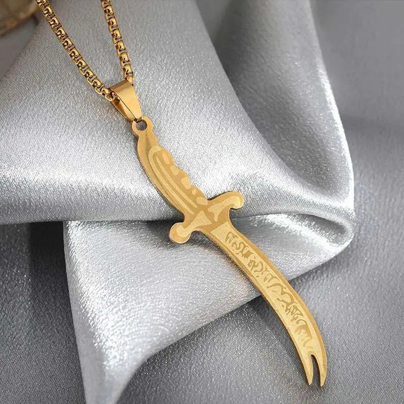 Islamic Imam Ali Zulfiqar Sword Necklace for Men and Women Quran Necklace Shia Islamic Muslim Jewelry