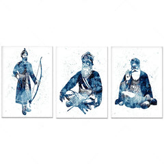 Sikh Master Murals  Blueprint Sets Guru Nanak  Guru Gobind Singh Paintings Baba Deep Singh Decorative Art