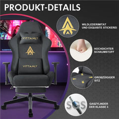 Kitinjoy Natural Suede Gaming Chair High Back Ergonomic Computer Chair With Footrest Reclining Adult Comfortable Office Chair Office Furniture