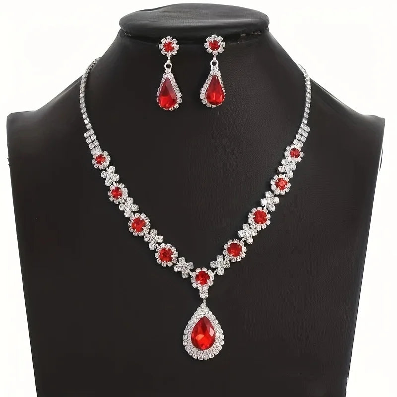 3-Piece Geometric Droplet Jewelry Set – Claw Chain Necklace & Earrings