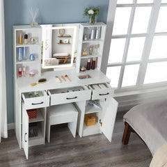 (Festive Gift) Brand-new bedroom dressing table with vanity mirror featuring three colour modes and adjustable brightness Bedroom Furniture