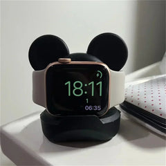 Mickey Mouse Charger Stand Minnie Desktop Holder for Apple Watch 9 8 7 6 5 4 iWatch 3 2 1 SE Cartoon Silicone Charging Base