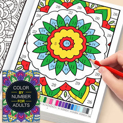 32 Pages Color By Number Mandala Coloring Book for Adults Relaxation Stress Relief Mindfulness Anti-Anxiety Therapy Gift