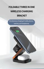 3 in 1 Foldable Charging Station Fast Magnetic Wireless Charger Stand for iPhone 17 16 15 14 13 12 Apple Watch 8 7 6 Airpods Pro