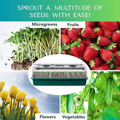 Seed starter tray with grow light, 2-piece 72-compartment nursery tray set, adjustable brightness plant germination tray.