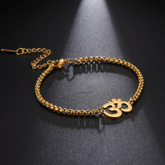 Dawapara Om Ohm Aum Charm Spiritual Pendant Stainless Steel Bracelet Yoga Jewelry Meditation Buddhist Spiritual Amulet