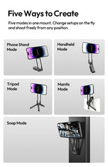 Ulanzi MA38 Mobile Phone Photography Stand Selfie Stick Double Magnetic Overhead Tripod for Samsung Xiaomi Huawei iPhone Vivo