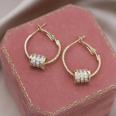 Real Gold Plated Zircon Bead Earrings – Luxury Women’s Party Jewelry