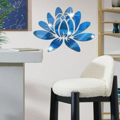 Lotus 3D Mirror Wall Art Sticker Home Living Room Bedroom Office Hallway Wall Decor Acrylic Mirror Reflective Wall Sticker