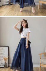 Women’s High-Waist Chiffon Wide-Leg Pants – Spring/Summer Plus Size