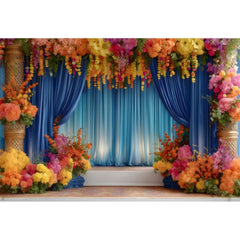 Happy Diwali Photography Backdrop Marigold Flower Curtain Puja Ganpati Pooja Traditional Wedding Birthday Party Photo Background