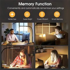 Double Head Dimmable LED Clip Desk Lamp Computer Table Lamps Monitor Light for Office Reading Architectural Lighting