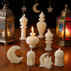 Ramadan Candles for Home Decoration Eid Mubarak Islamic Candle White Star Ramadan Decorative Candles