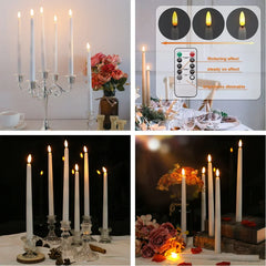 Pack of 12/24Pc LED Flameless Flickering Taper Candles with Remote Battery Operated Tea Lights Home Wedding Decor Candlesticks