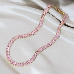 Korean Zircon Inlaid Copper Necklace Luxury Party Jewelry