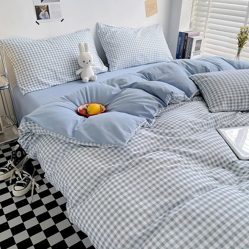 Skin-friendly Quilt Cover Plaid Style Duvet Covers Double Side Bed Cover постельное белье Home Comforter Covers(No Pillowcase)