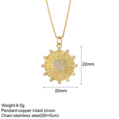 Heart Evil Blue Eye Sun Necklace for Women Cute Dog Bee Elephant Gold Color Pendant Long Stainless Steel Chains