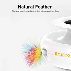 ROJECO 2 in 1 Smart Cat Toys Automatic Feather Fun Ball Toy Set For Cat Dog 5 Modes Electronic Interactive Pet Toy Accessories Pet Shop
