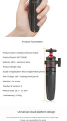 MT-08 Mini Extendable Desktop Tripod Handheld Photography Bracket Stand w/ Flexible Ballhead 1/4 Inch Screw Mount for Selfie
