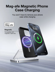 Magnetic 3 in 1 Fast Wireless Charger Stand Foldable Charging Station For iPhone 16 15 14 13 12 Apple Watch 9 8 7 6 Airpods Pro