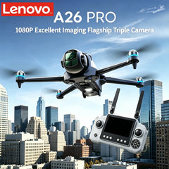 Lenovo A26 Pro Drone 5G WiFi Drone 4K Dual HD Camera Large Screen Remote Controller Brushless Motor Professional Quadcopter Toy