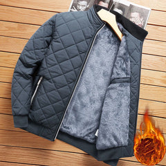 Men’s Diamond Pattern Fleece Bomber Jacket – Slim Fit