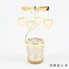 Romantic Valentine's Day Gift Rotating Angel/Rose/Xmas Snowflake Candlestick Candle Tea Lamp Holder for Home Party Decoration