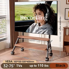 BEISHI NEW Mobile TV Stand for Most 32-75 Inches TVs Portable Floor TV Stand with Locking Wheels ocking Wheels up to 110 Lbs Living Room Furniture